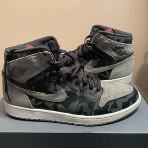 Jordan Black and Gray Camo Sneakers